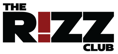 The Rizz Club logo — black wordmark, red exclamation mark
